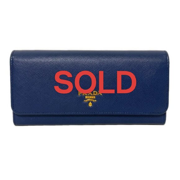 PRADA - Navy Saffiano Leather Long Wallet 198-071125 - Picture 1 of 9